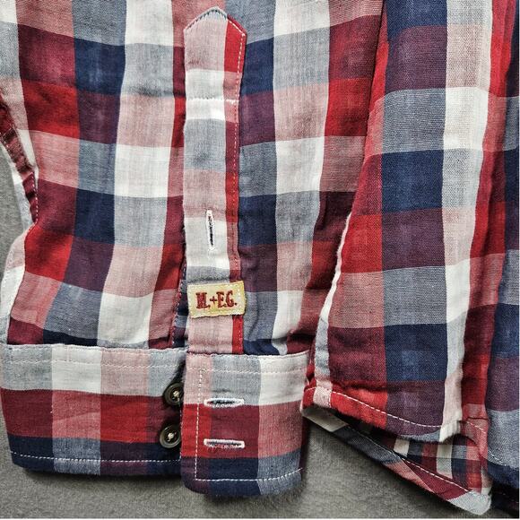 Girbaud Shirt Marithe Fancois Plaid Button Up Blue Red White Mens 2XL Check - Picture 2 of 9